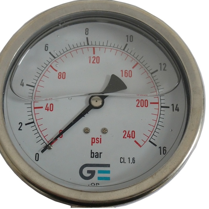 Manômetro vertical 240 psi / 16 bar com rosca 1/2