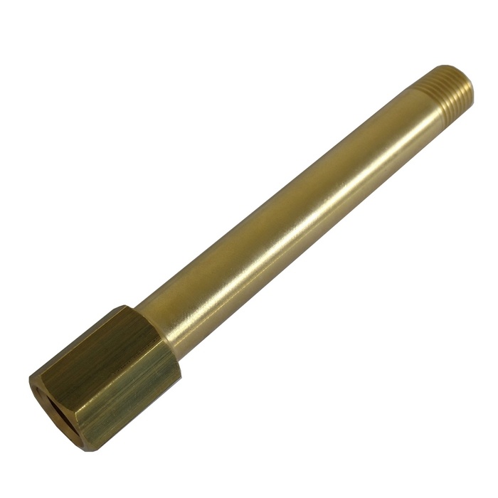 Prolongador 1/4" NPT x 120 mm Em Latão Para Refrigeração De Moldes/Matrizes.