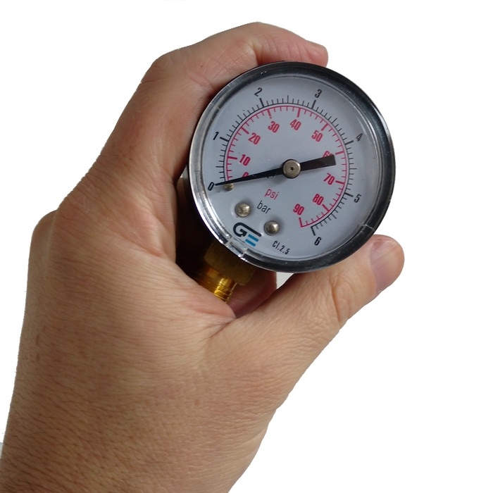 Manômetro vertical 90 psi / 6 bar com rosca 1/4