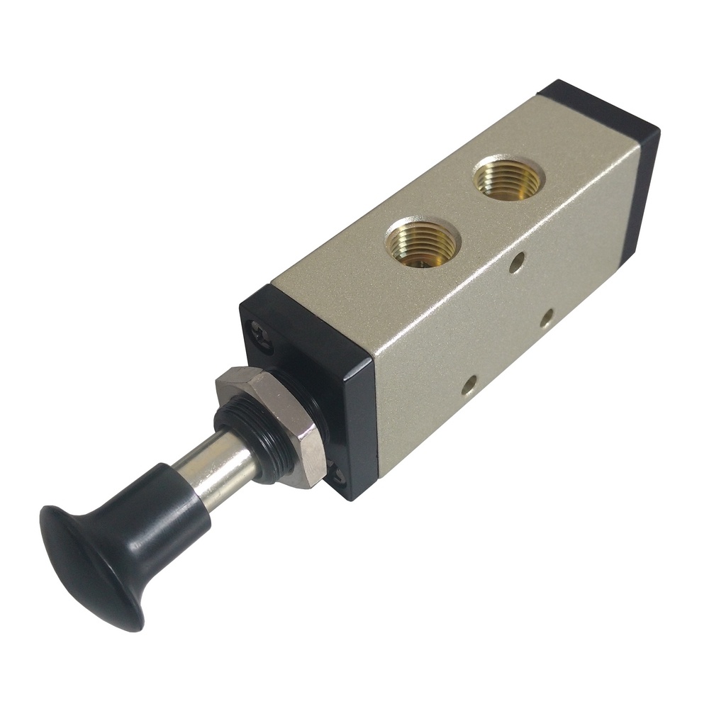 Válvula Botão Mola 1/4 5/2 vias