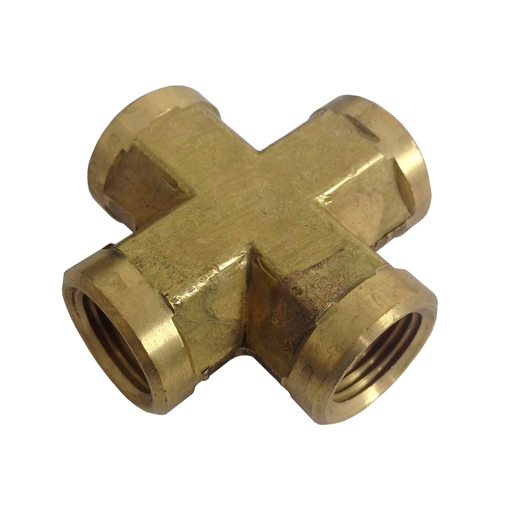 Cruzeta Rosca Fêmea 1/4" NPT Em Latão