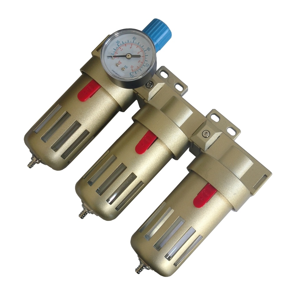 Trio Médio Odontológico Rosca 1/2" BSP C/ Manômetro - 8 Bar