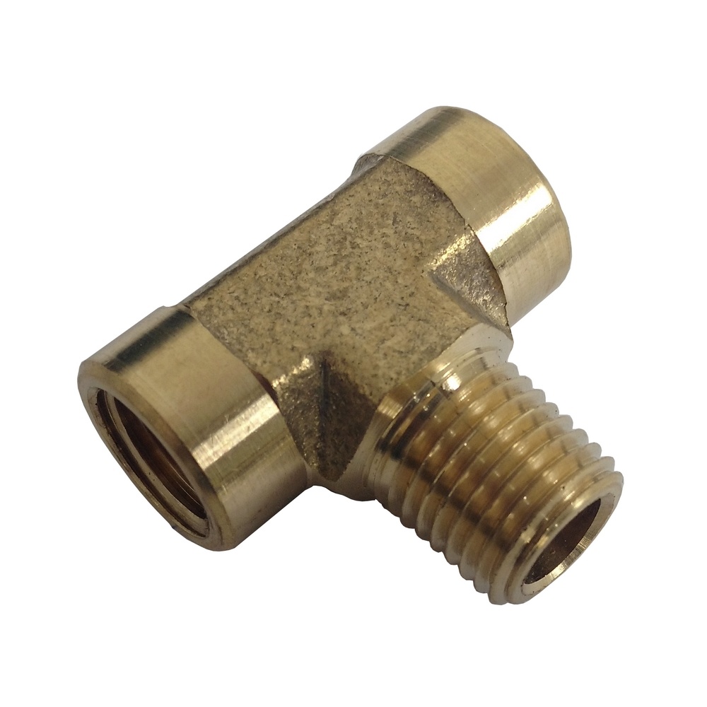 Tee Macho Central 1/8" NPT em latão