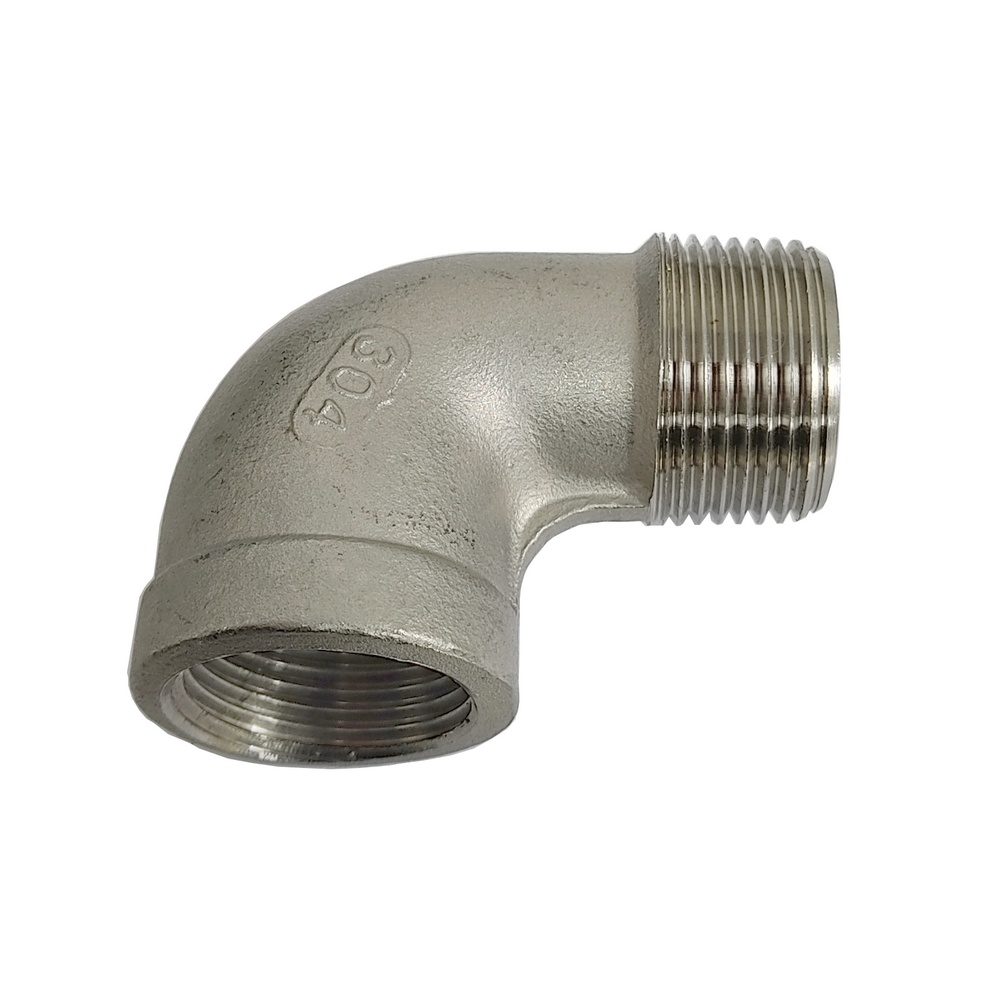 Cotovelo 90º Macho 1/2" BSPT x Fêmea 1/2" BSP - Aço Inox 304