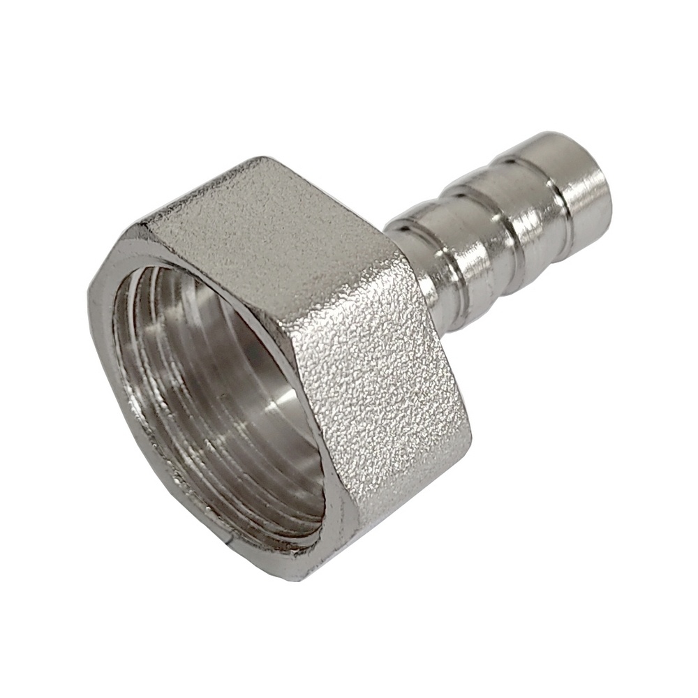 Espiga 6 mm x Rosca Fêmea 1/4" BSP Em Latão Niquelado