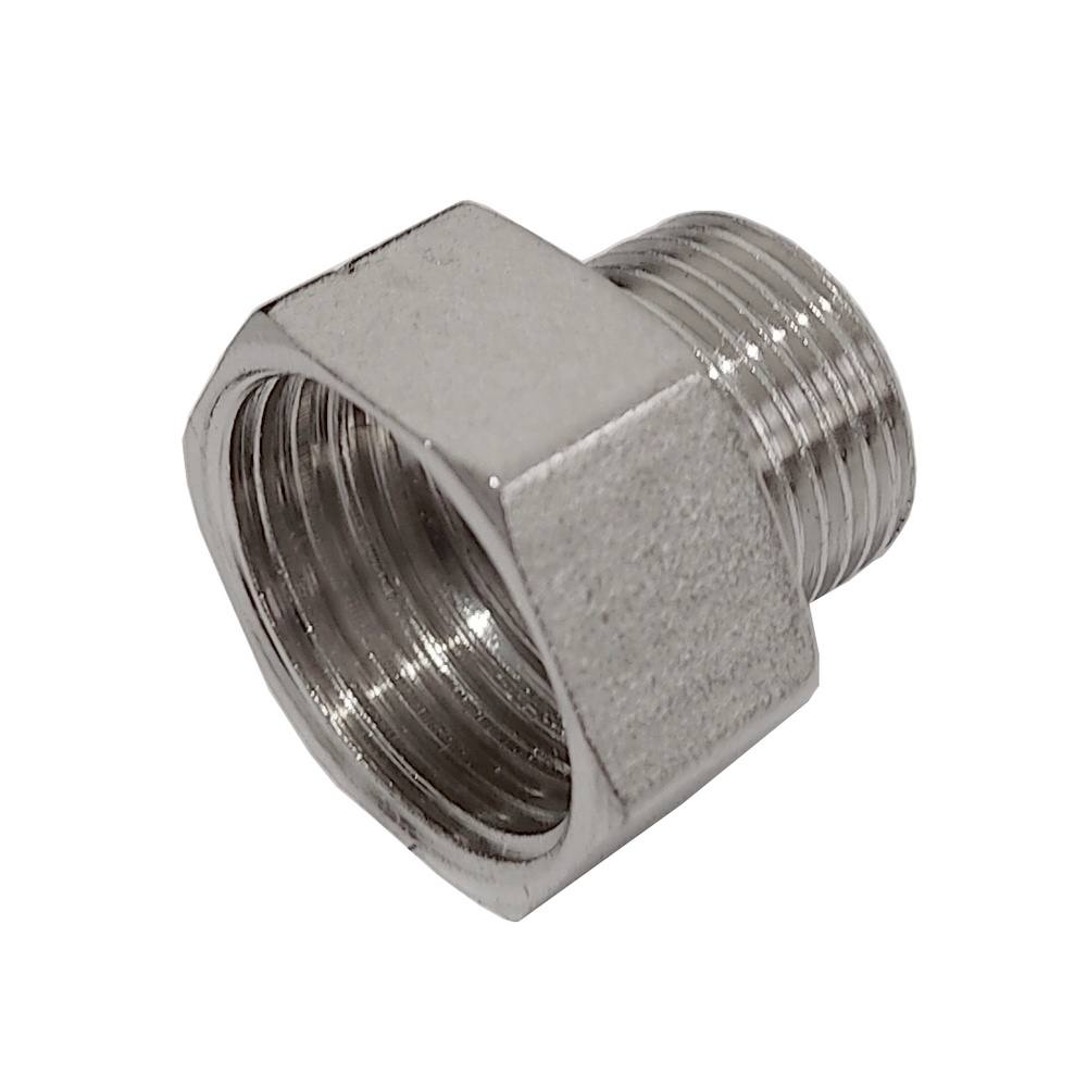 Adaptador Fêmea 3/8" BSP x Macho 1/8" BSP Em Latão Niquelado