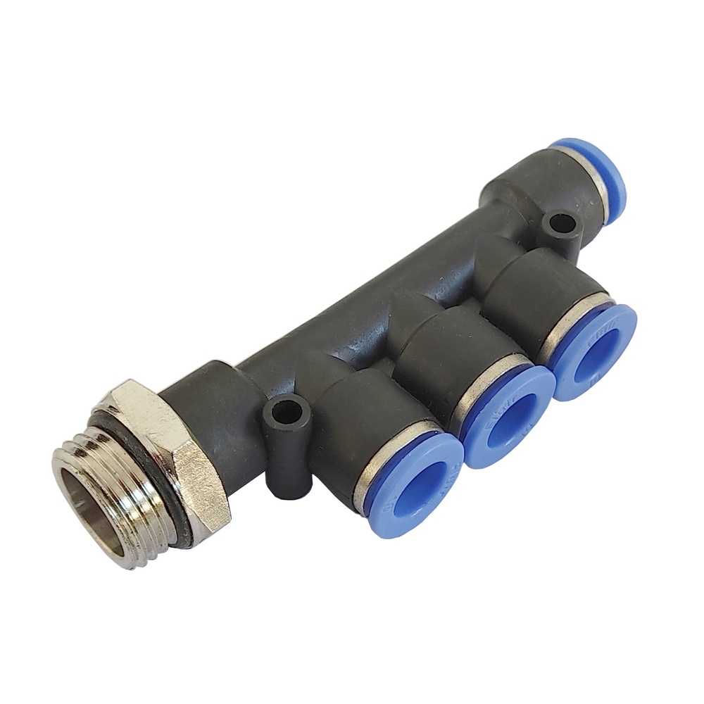 Distribuidor Múltiplo 8 mm x 1/4" BSP - PKB (Conexão Pneumática Instantânea)