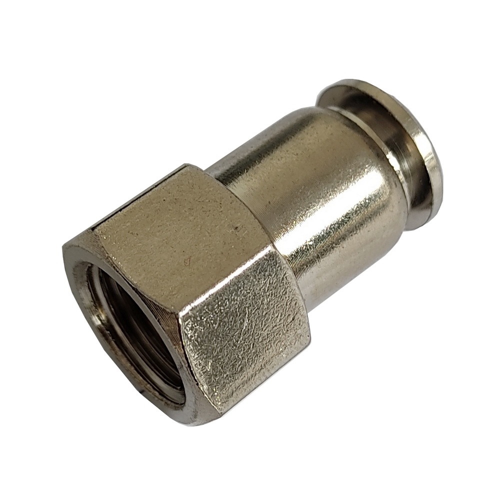 Conector Reto Tubo 10 x Rosca Fêmea 3/8" BSP - MPCF-G (Conexão Pneumática Metálica)
