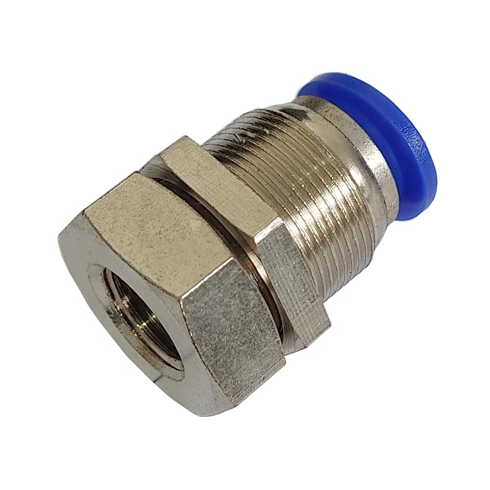 União Painel 8 mm x Rosca Fêmea 1/2" BSP - PMF (Conexão Pneumática Instantânea).