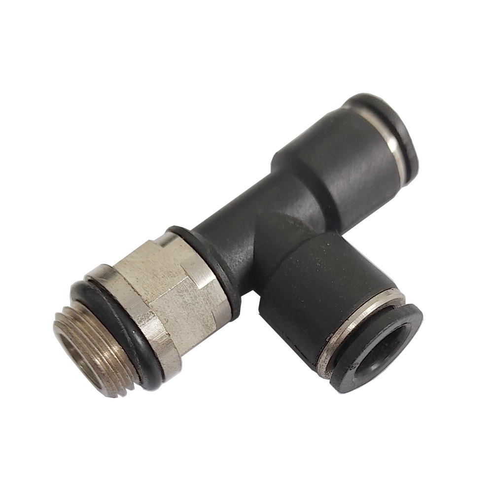 Tee Macho Lateral Tubo 6 mm x Rosca M5 Compacta - PST (Conexão Pneumática Instantânea)