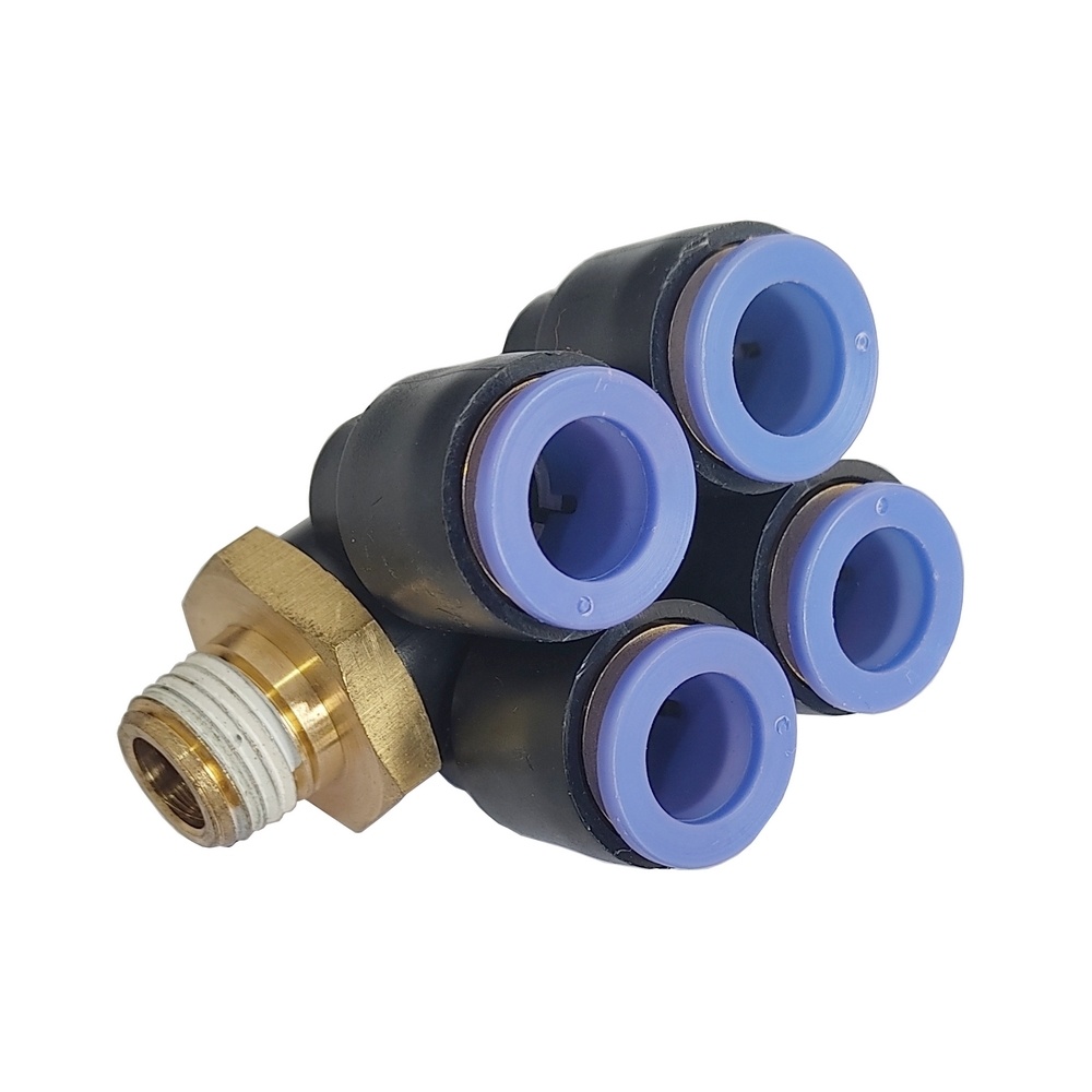 Distribuidor Múltiplo Tubo 6 mm x 1/8" NPT - PAT (Conexão Pneumática Instantânea)
