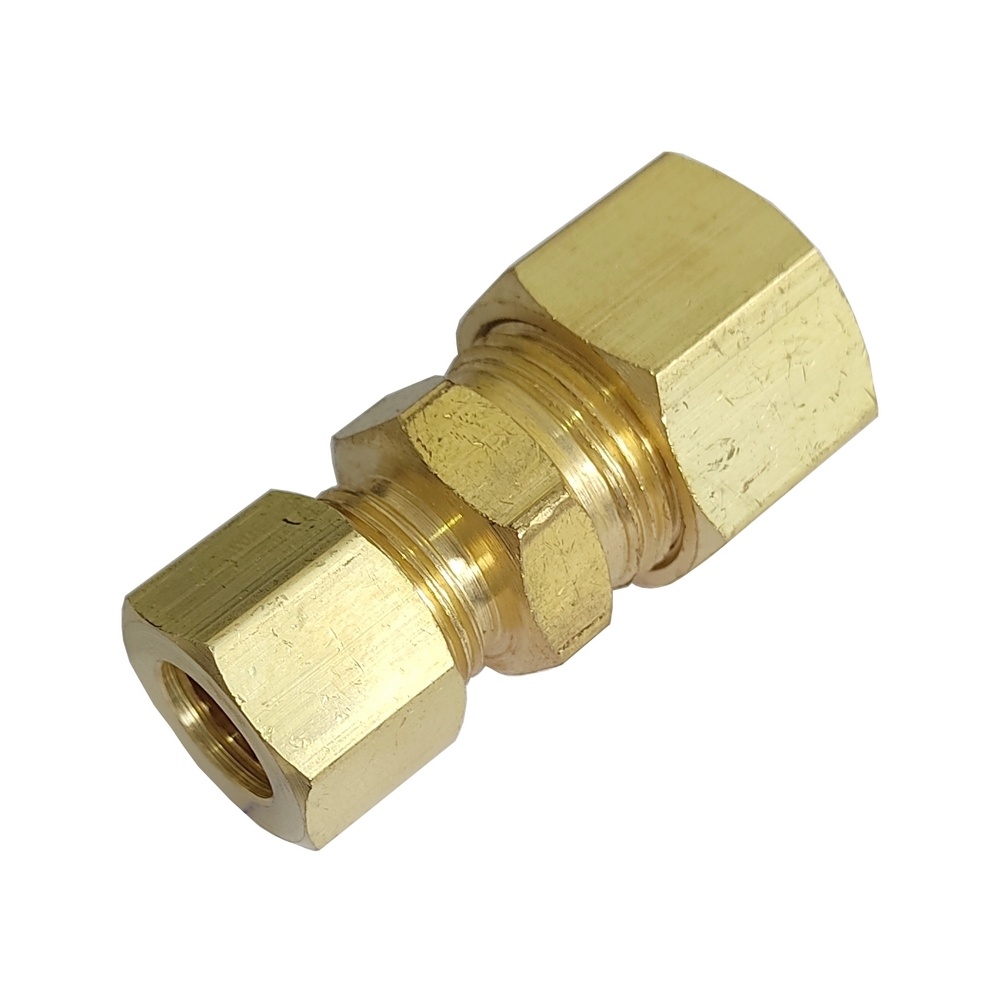 União Reta Tubo 3/8" x Tubo 5/16" - Latão