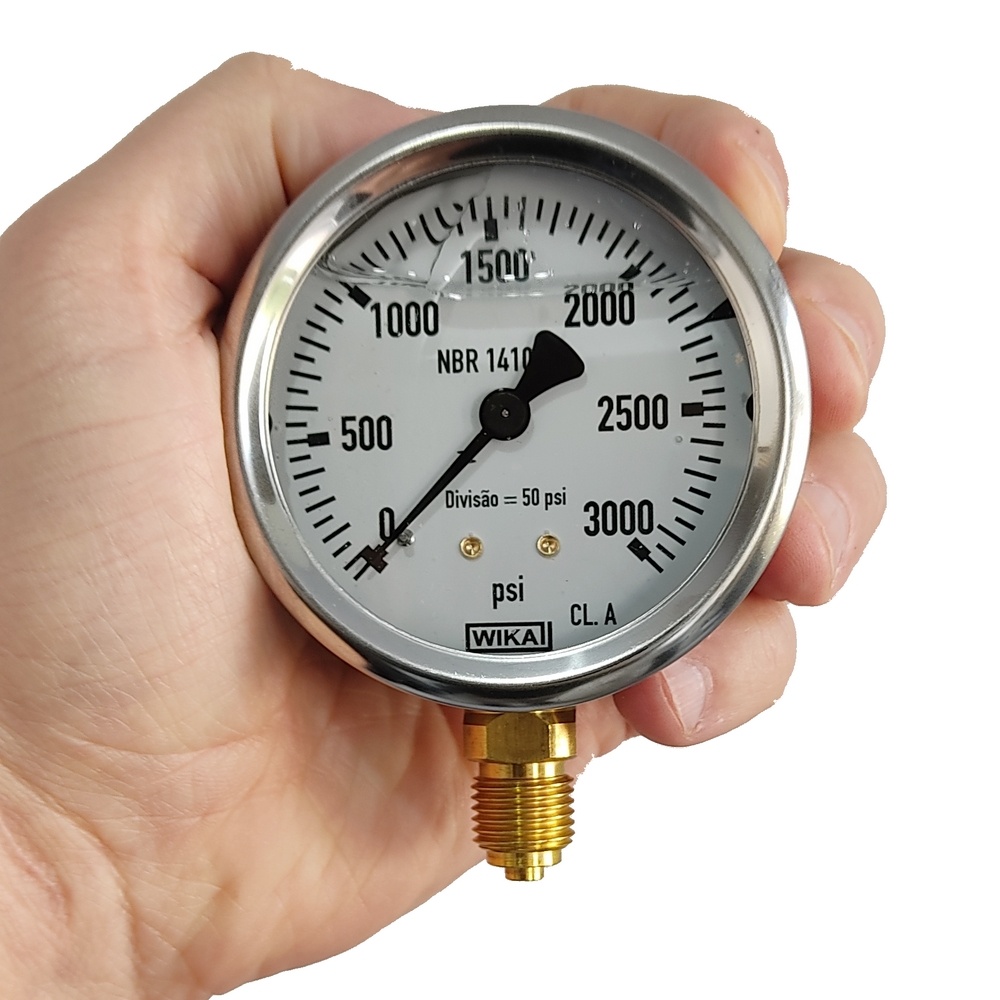 Manômetro Vertical 3000 PSI Com Rosca 1/4