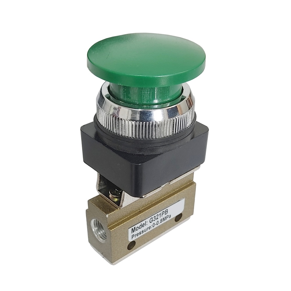 Válvula Botão Cogumelo/Mola 1/8 3/2 vias - G321PB