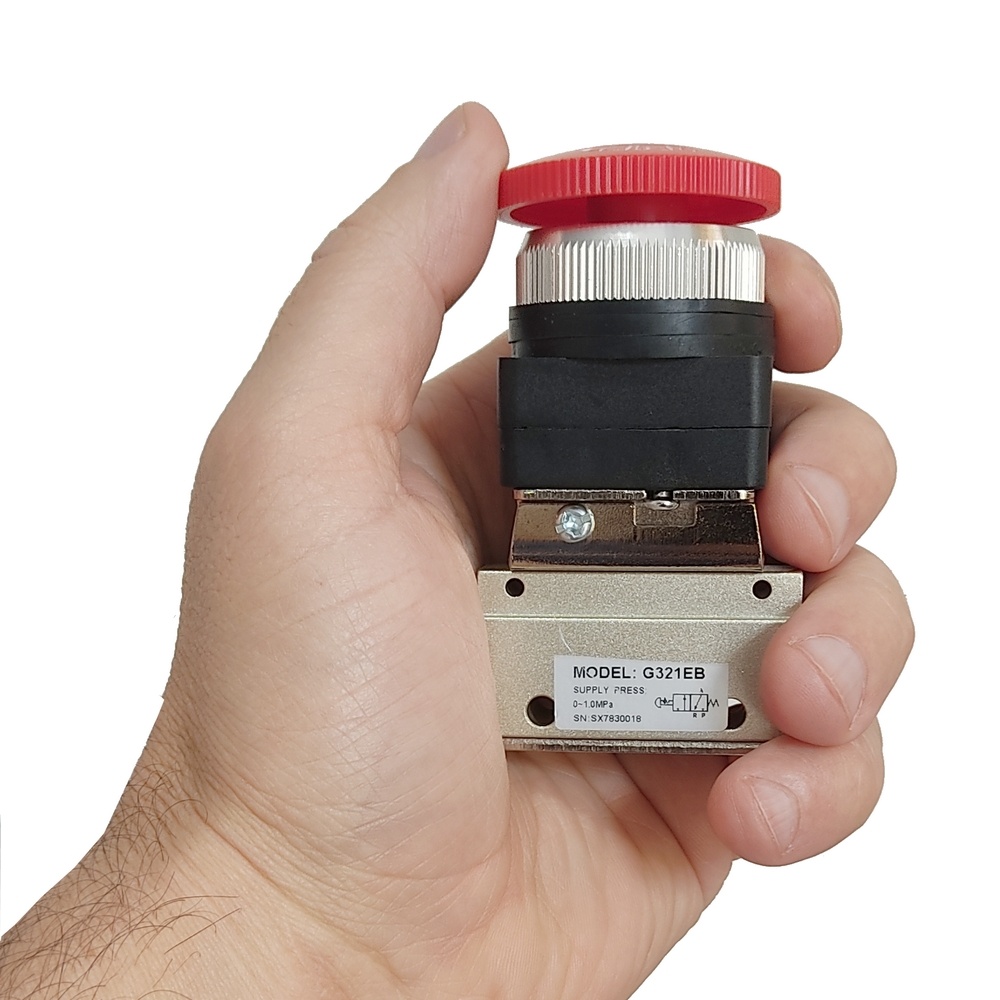 Válvula Botão Cogumelo/Trava 1/8 3/2 vias - G321PB