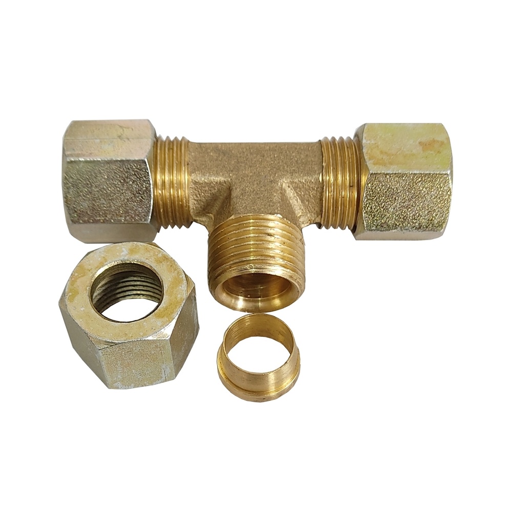 Tee União Tubo 12 mm em Latão