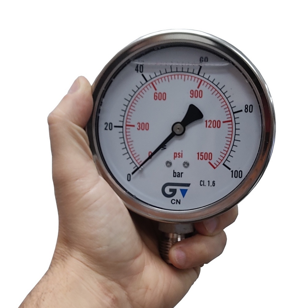 Manômetro Vertical 1500 PSI / 100 Bar Com Rosca 1/2