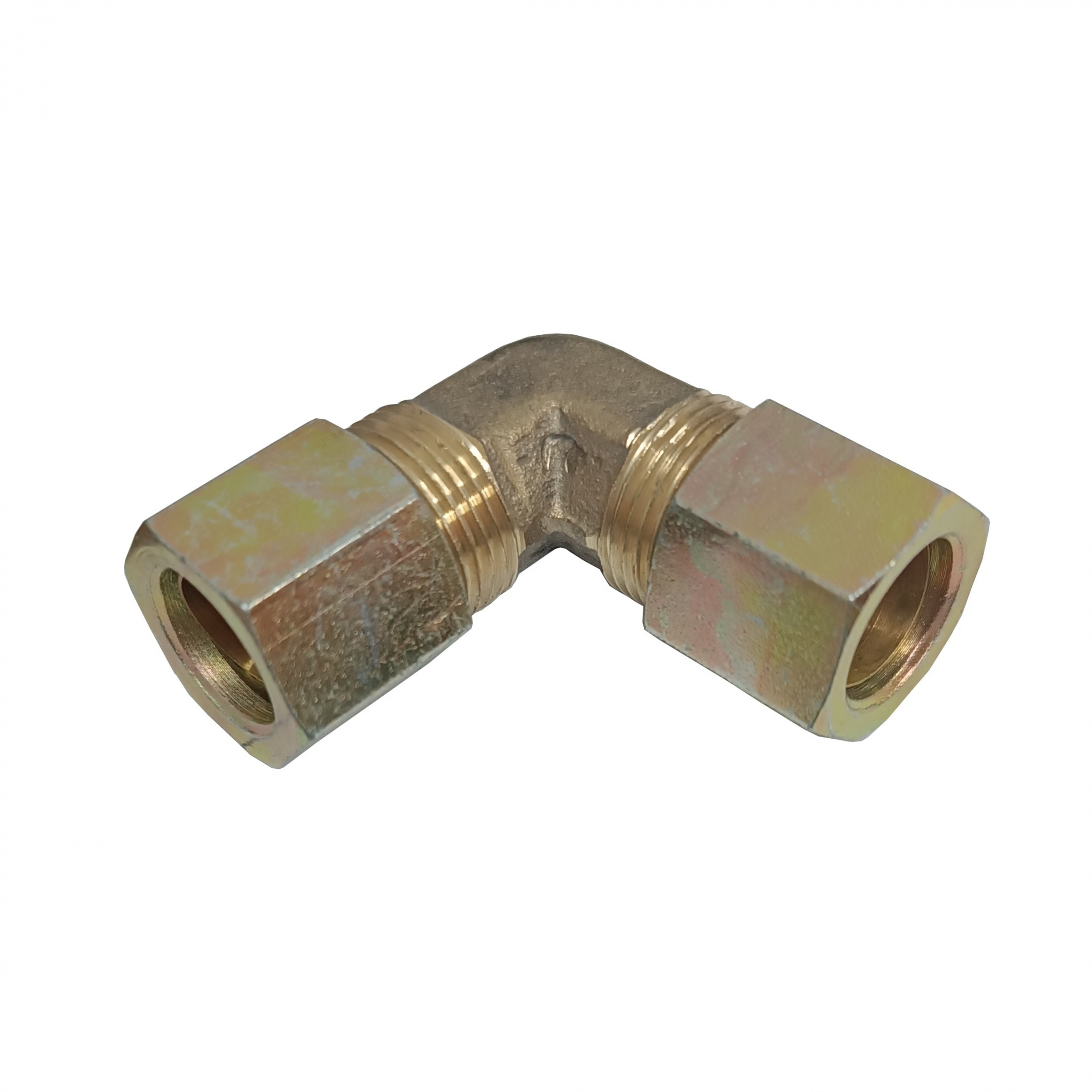 Cotovelo União Tubo 12 mm - Latão c/ Porca em Aço 