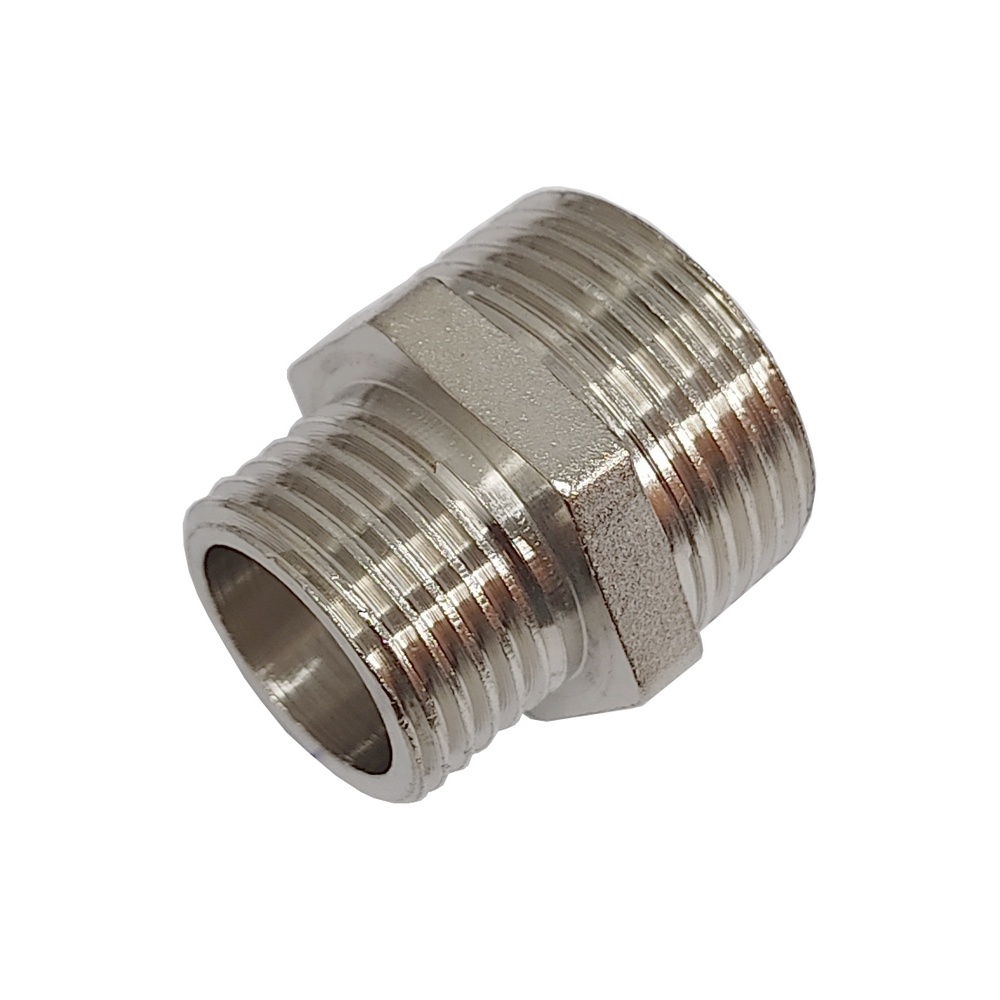 Niple De Redução 1/2" x 3/8" BSPT Em Latão Niquelado