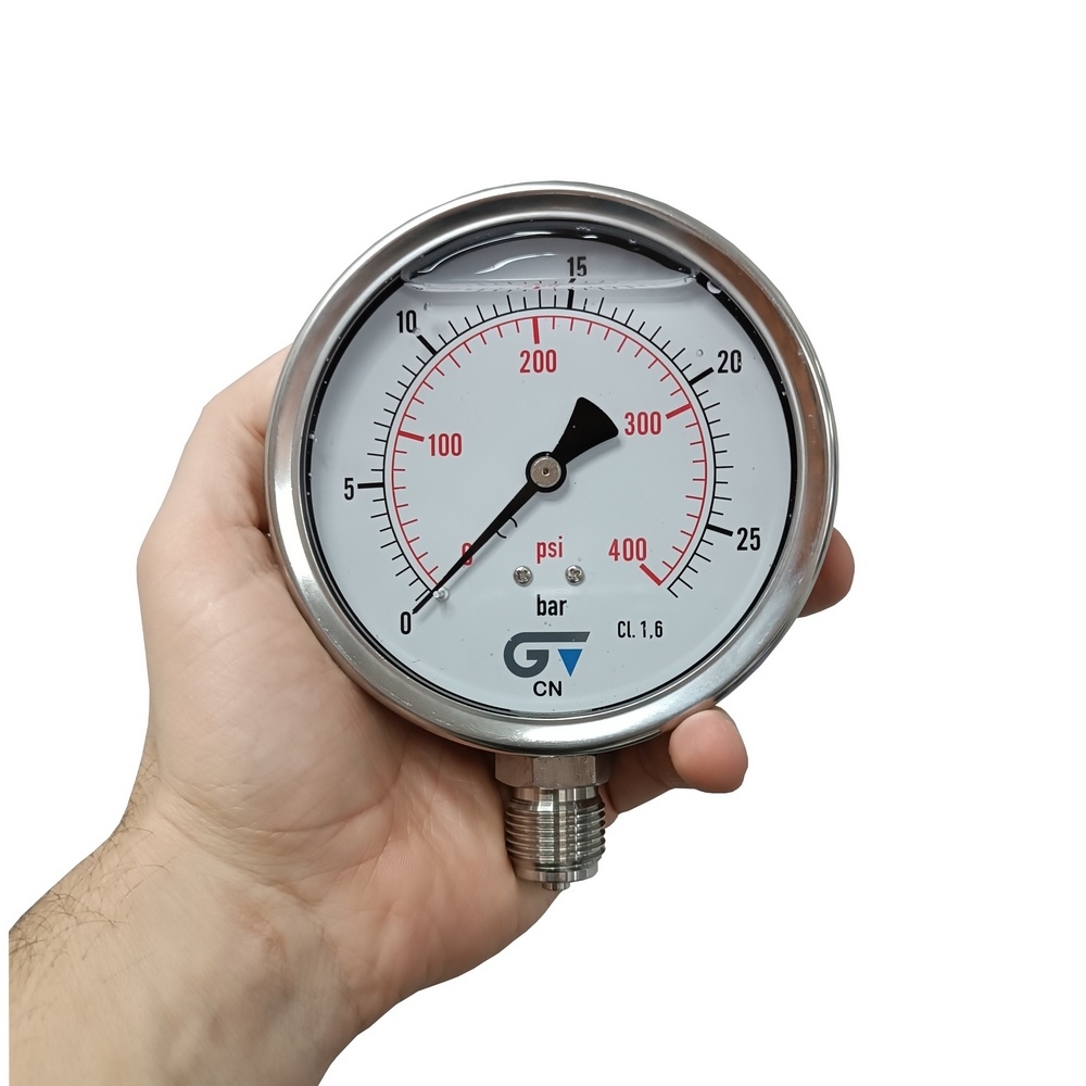 Manômetro Vertical 400 PSI / 25 Bar Com Rosca 1/2