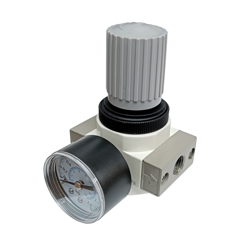 Regulador De Pressão Rosca 1/4" BSP  Com Manômetro - Linha 16 bar 