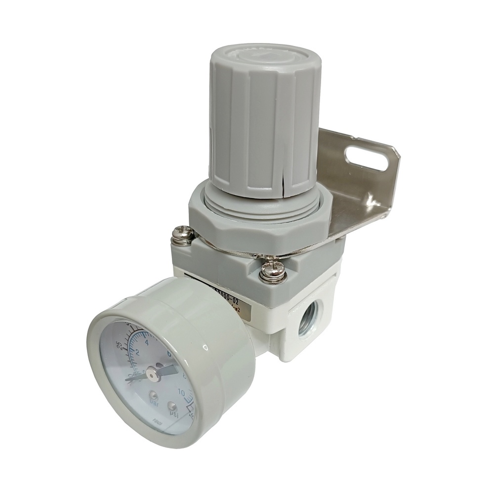 Regulador De Pressão Rosca 1/4" BSP  C/ Manômetro - Linha Intermediária 8 Bar