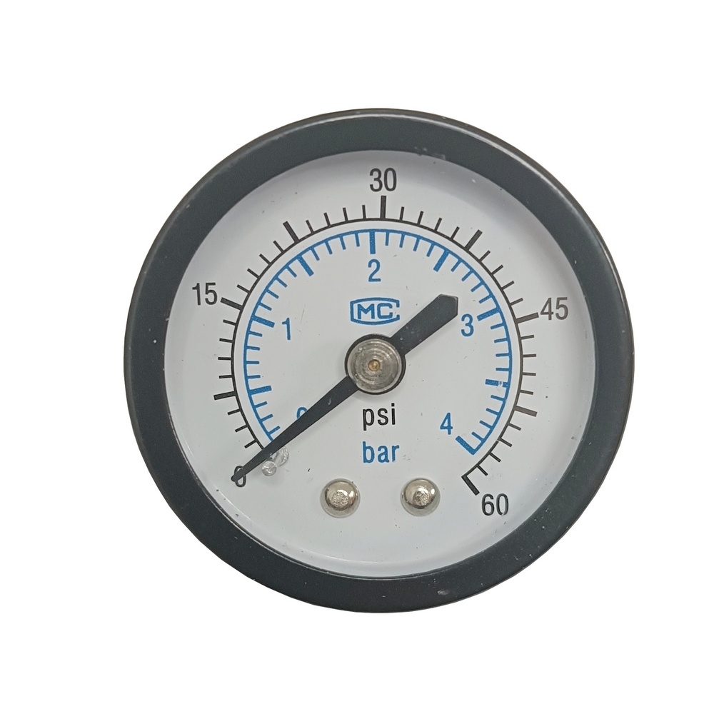 Manômetro Horizontal 60 PSI / 4 Bar Com Rosca 1/8" BSP, Caixa Em ABS/Seco Ø 40 mm 