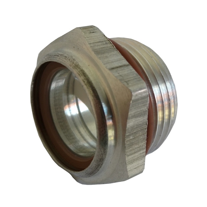 Visor De Nível/Óleo rosca 1" BSP em Alumínio c/ Visor de Vidro  e Vedação em Viton