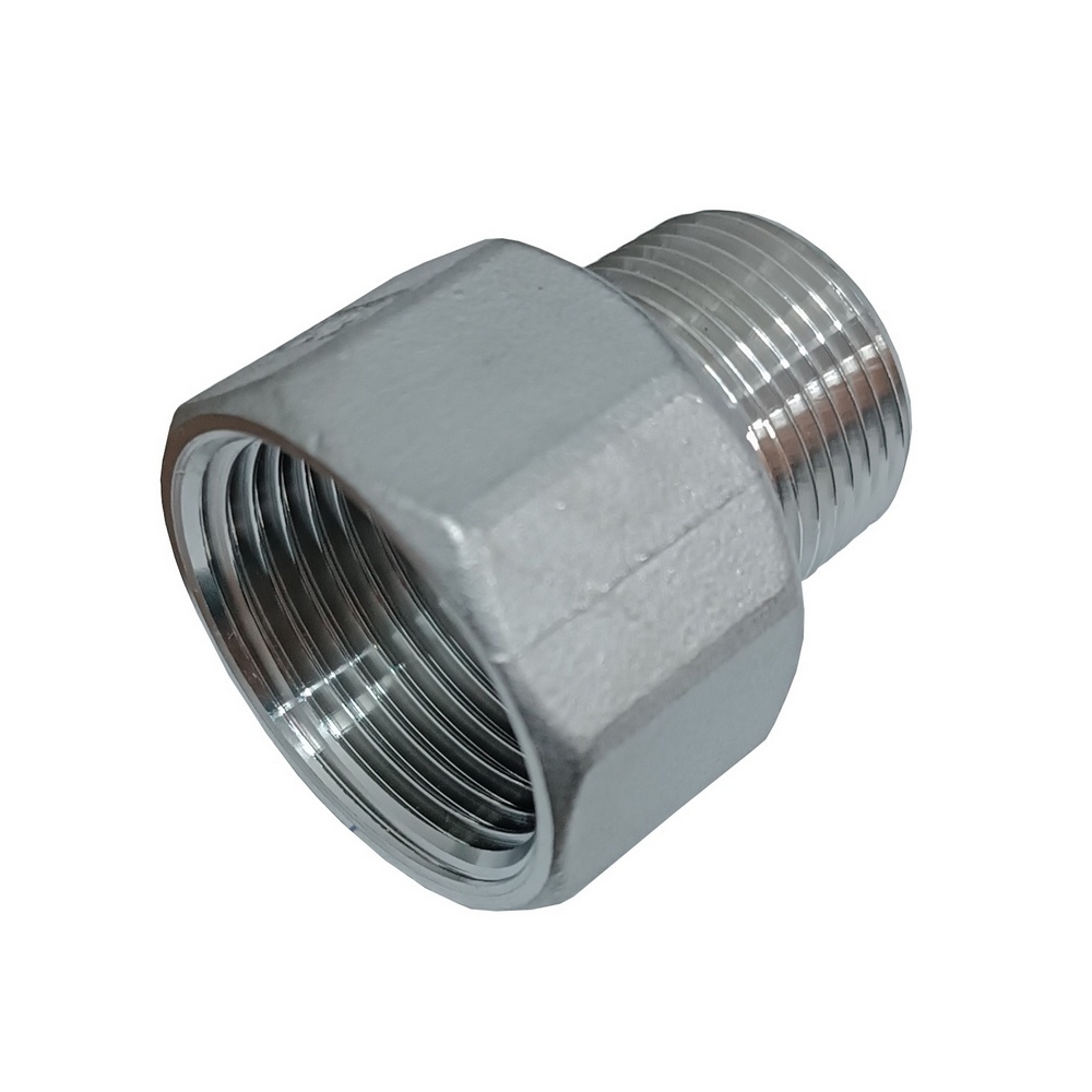 Adaptador Macho 1/8" BSPT x Fêmea 1/4" BSP - Aço Inox 304