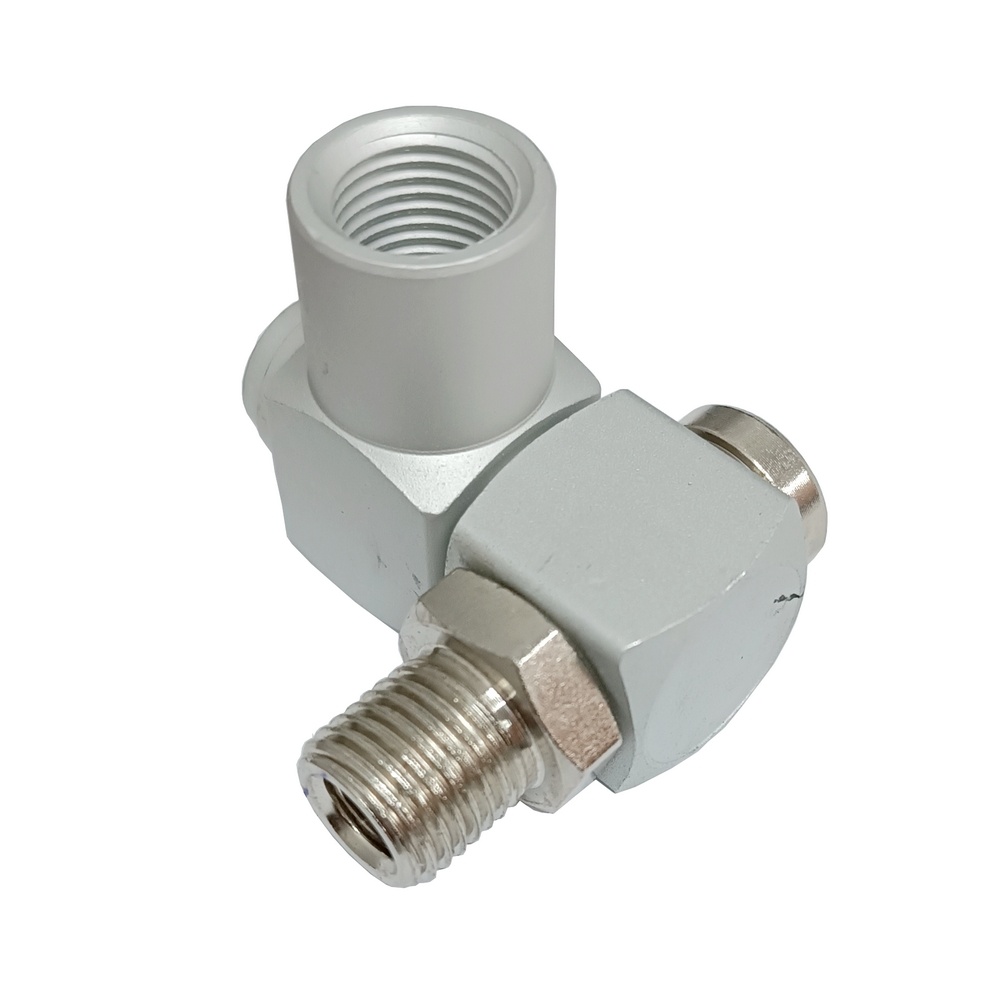Conexão Giratória 360º Macho 1/4" NPT x Fêmea 3/8" NPT p/ Ar