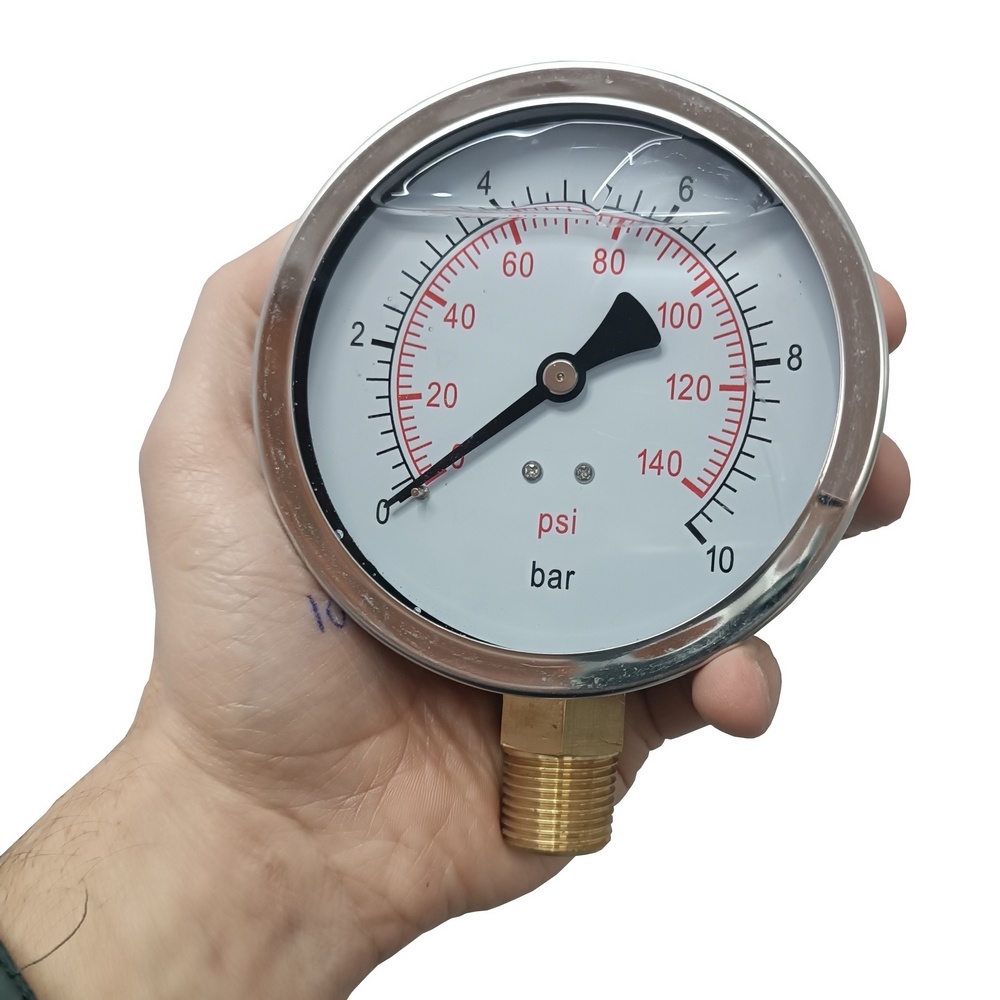 Manômetro Vertical 140 PSI / 10 Bar c/ Rosca 1/2
