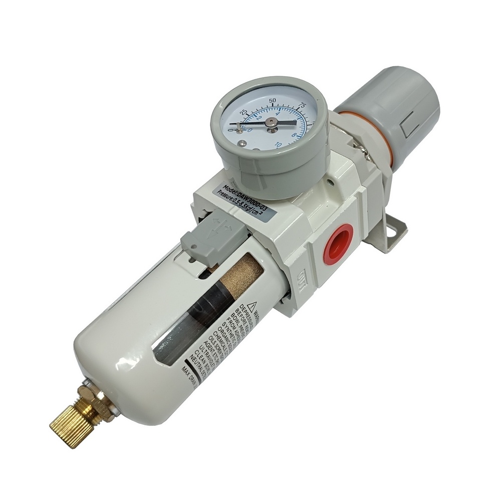 Filtro regulador de ar 8 bar com rosca 3/8" BSP e manômetro - Linha Intermediária