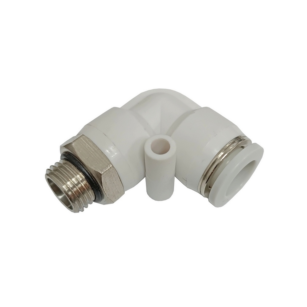 Cotovelo Tubo 10 x Rosca Macho 1/4" NPT - PL (Conexão Instantânea Branca)
