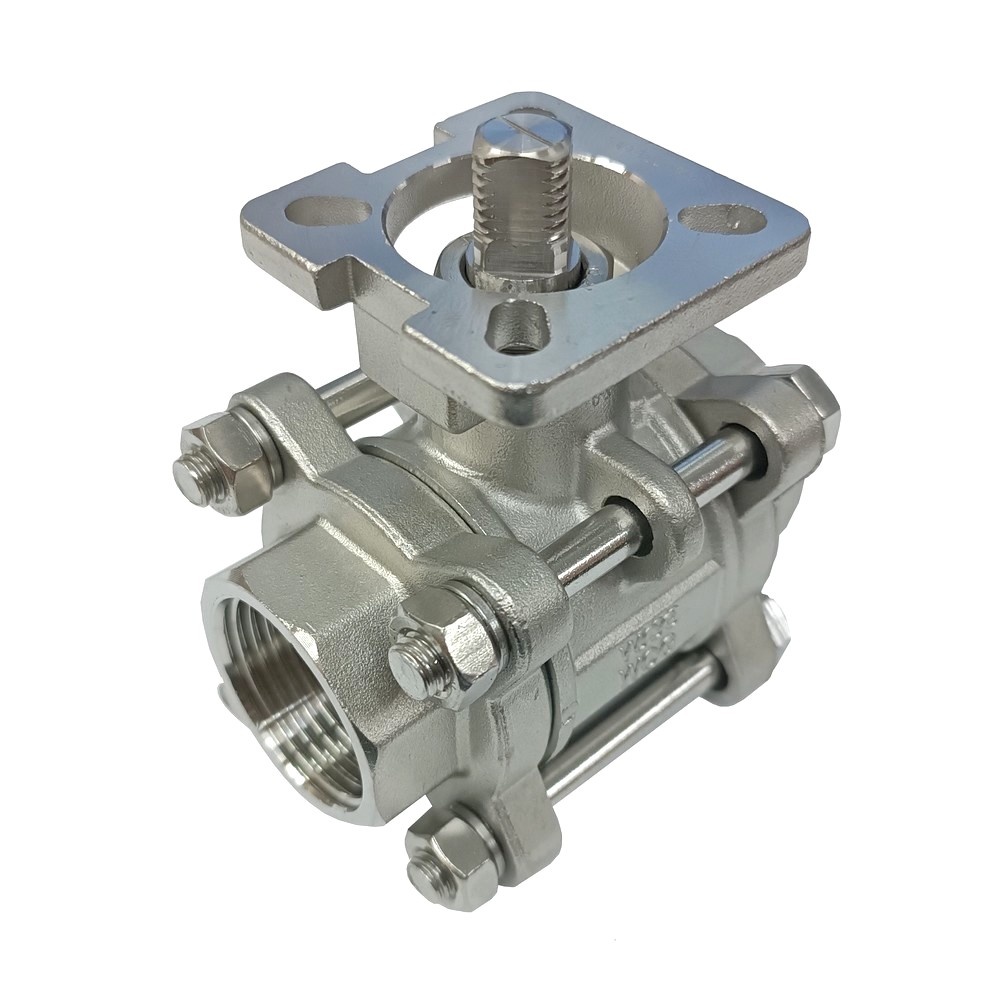 Válvula de Esfera Tripartida 1.1/2" BSP p/ Atuador, Quadrado 14 mm, F05/F07 - Inox 304