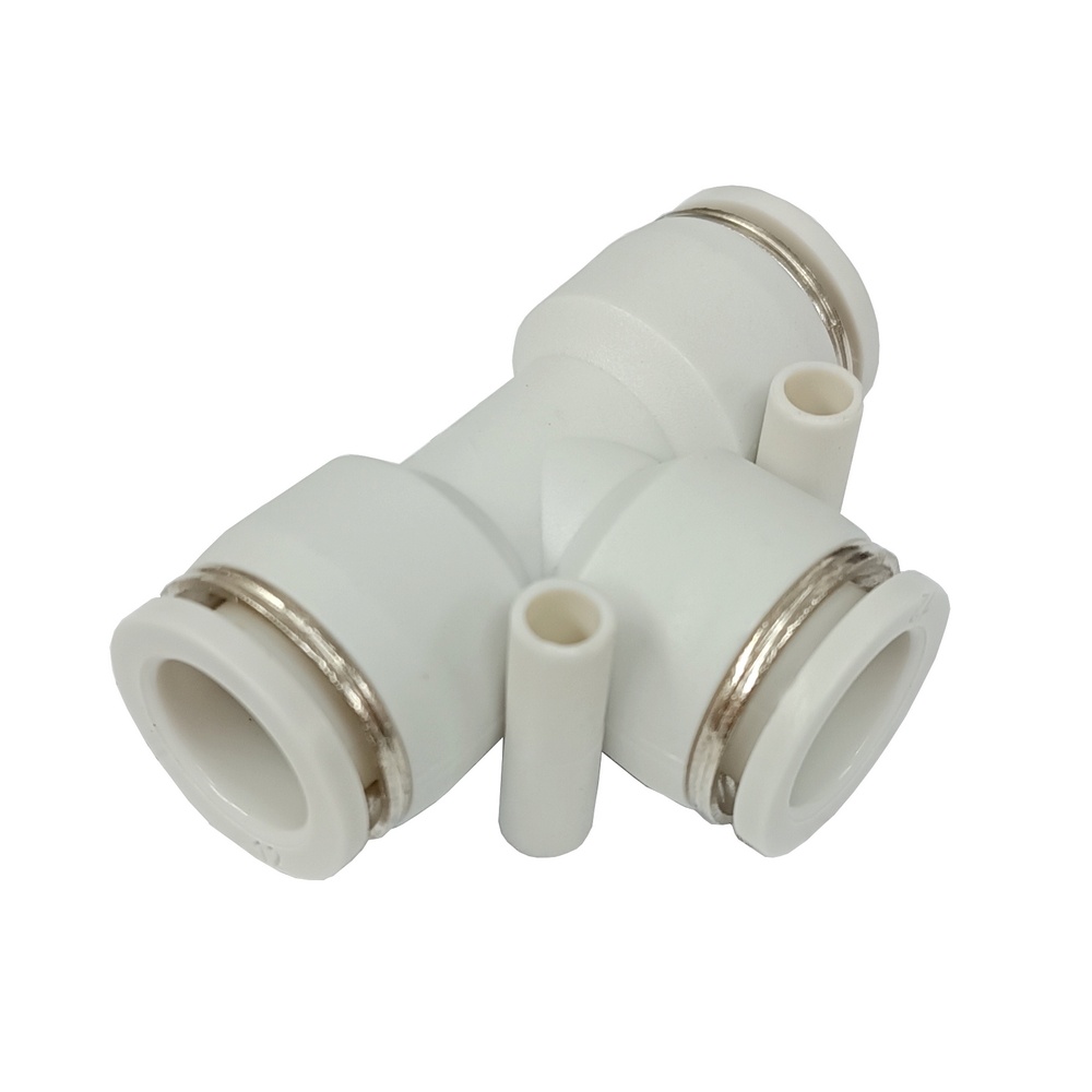 Tee União Tubo 10 mm - PUT (Conexão Pneumática Primeira Linha Branca)