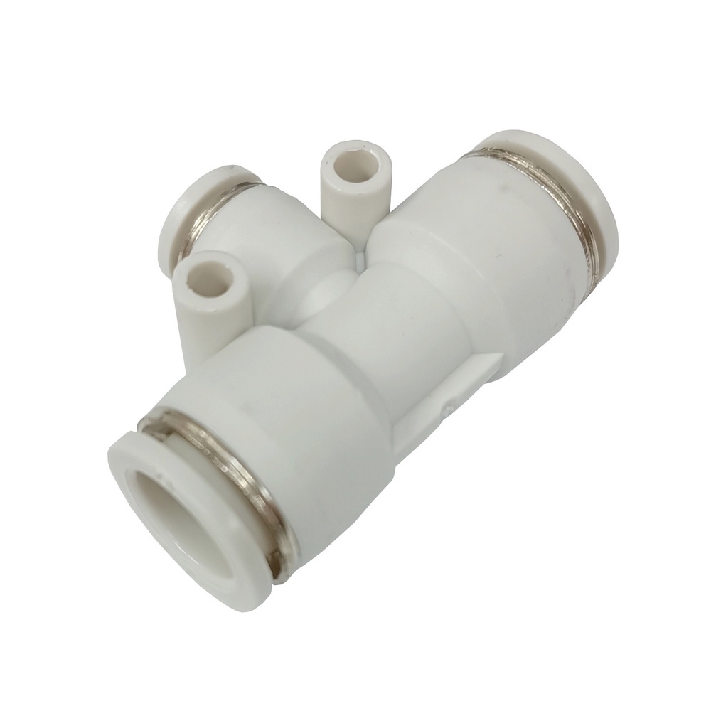 Tee Redução Tubo 10-6-10 mm - PTG (Conexão Pneumática Primeira Linha Branca)